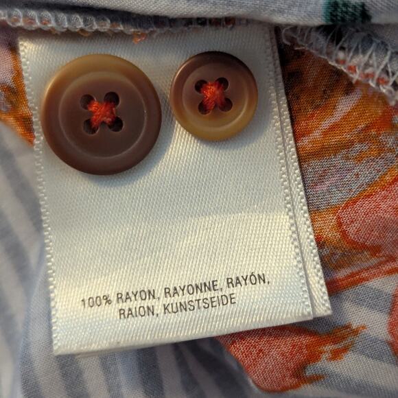 Maeve Anthropologie Lilorne Floral Stripes Tie Button Down 100% Rayon Blouse US0 - Picture 7 of 9